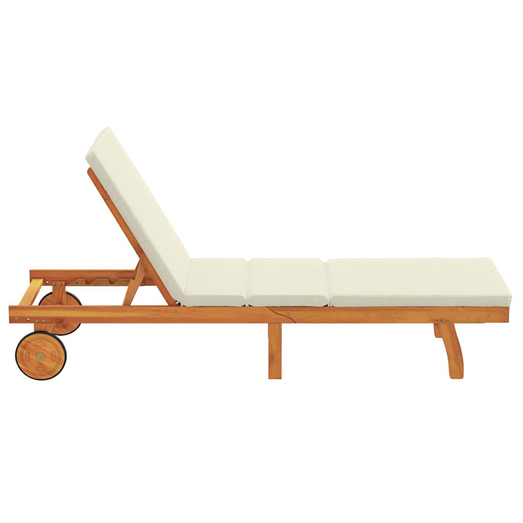 Sun Lounger Reclining Brown 63 x 199 x 85cm Solid Acacia wood